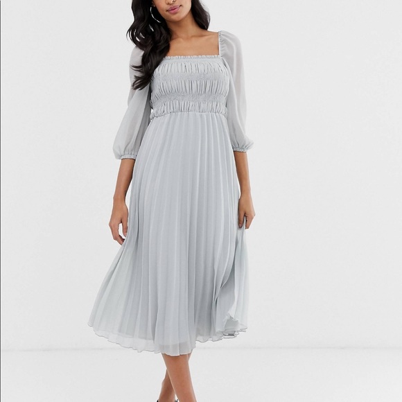 pleated midi dress asos